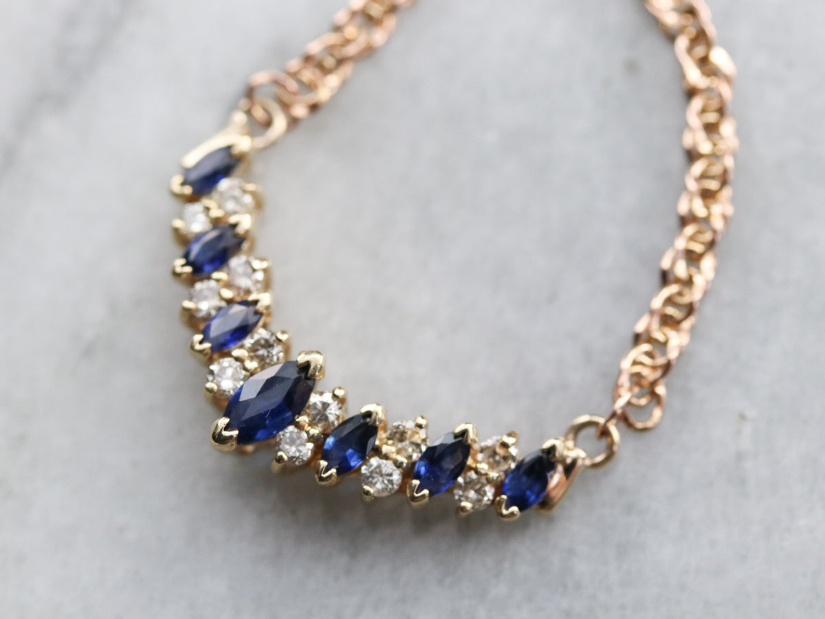 Sapphire Diamond Gold Necklace