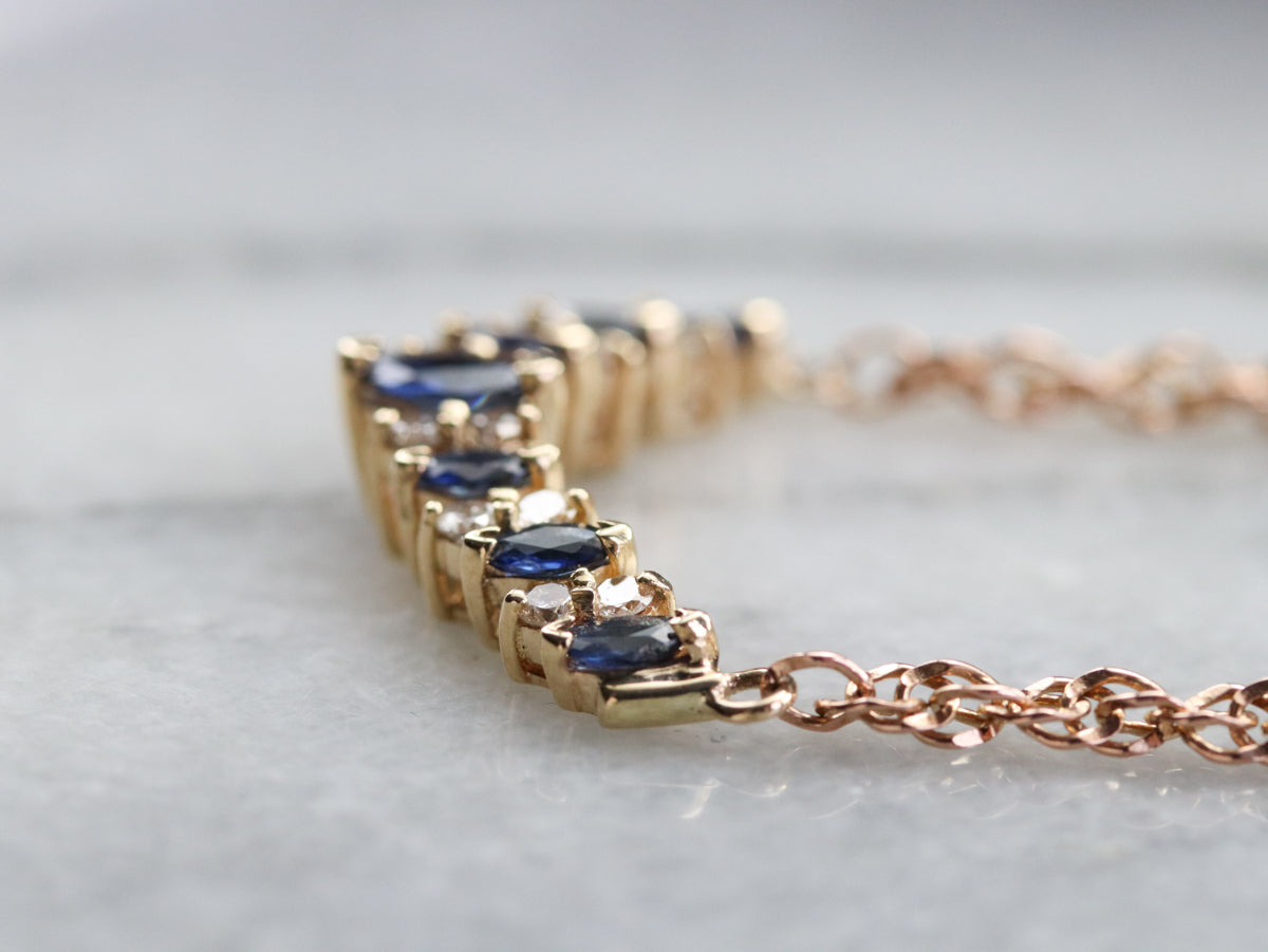 Sapphire Diamond Gold Necklace