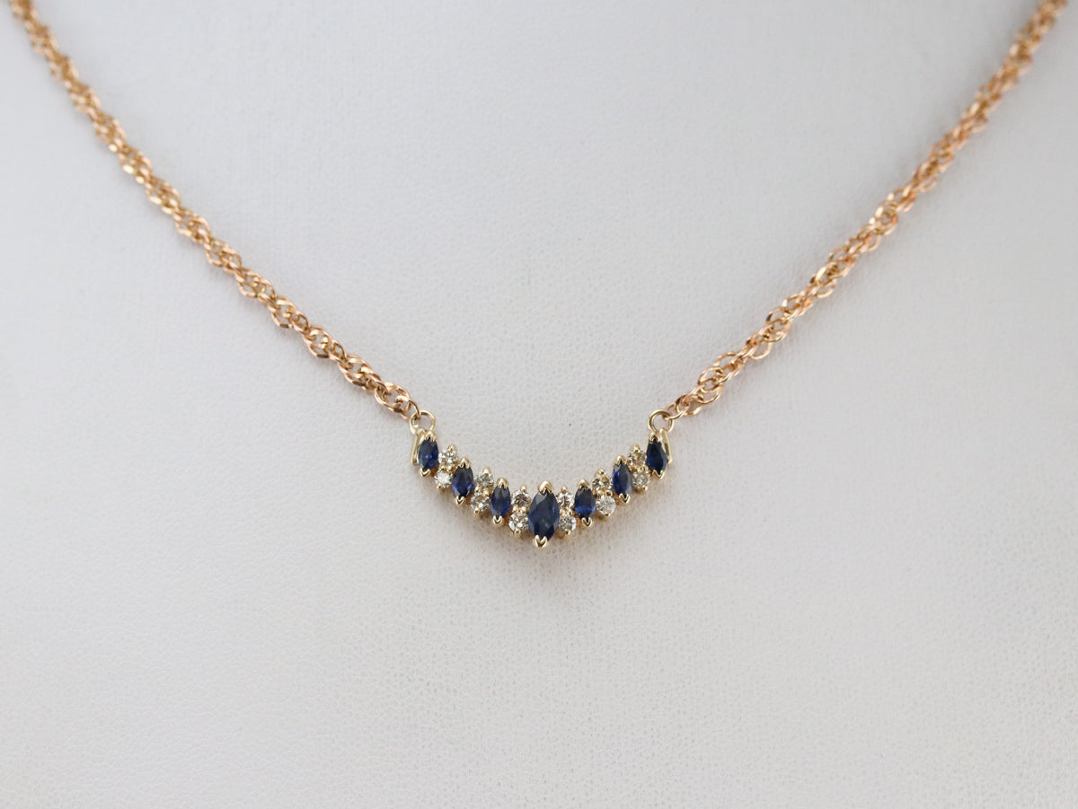 Sapphire Diamond Gold Necklace