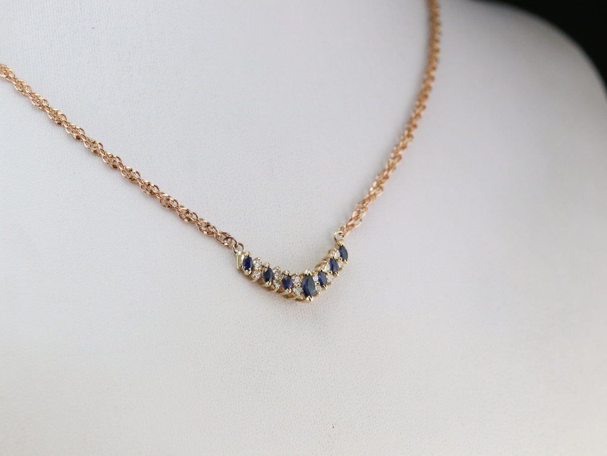 Sapphire Diamond Gold Necklace