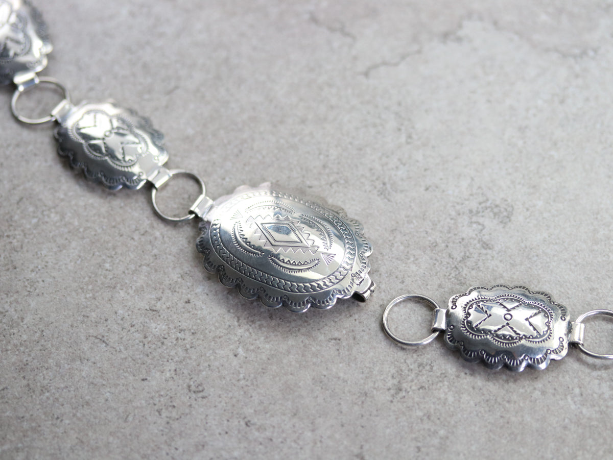 Native American Sterling Silver Concha Belt