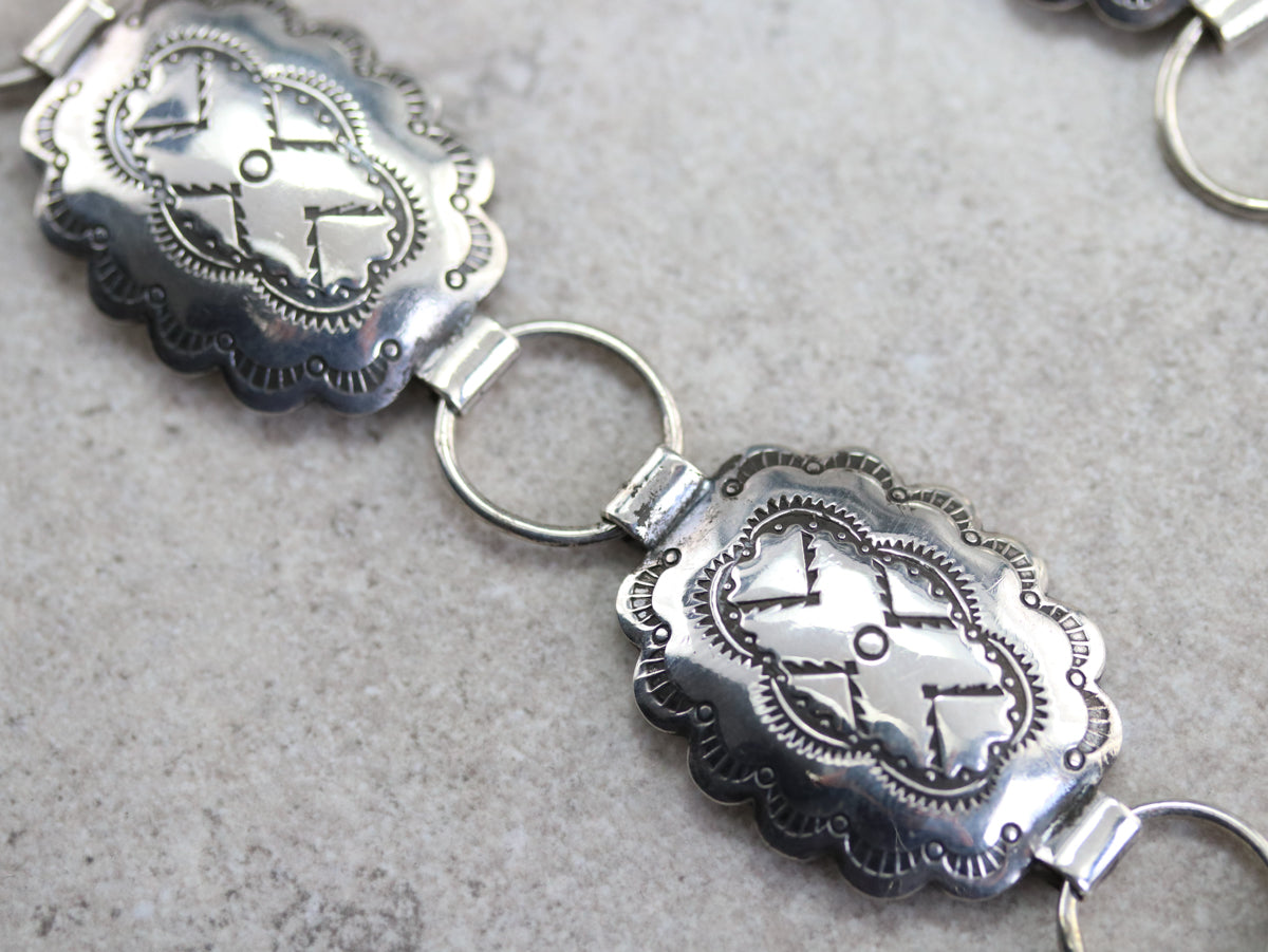 Native American Sterling Silver Concha Belt