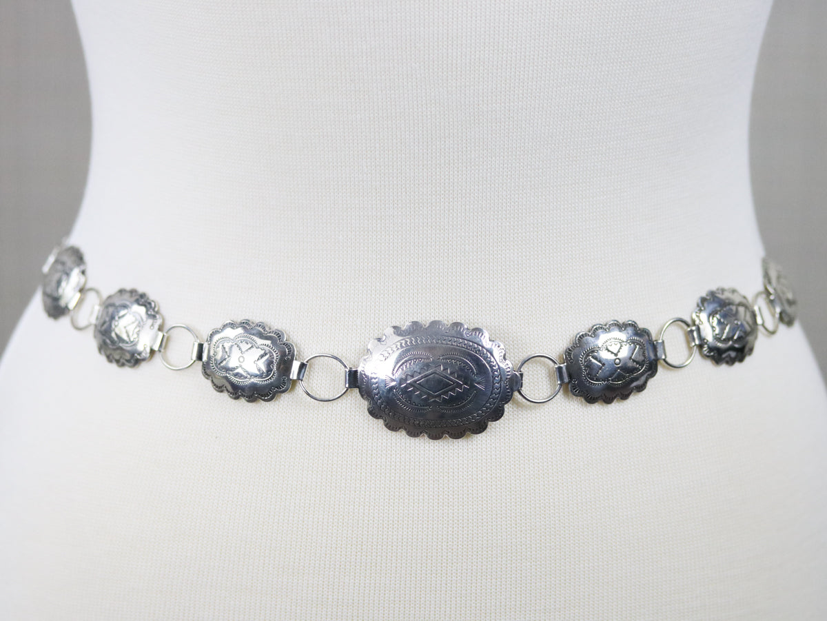 Native American Sterling Silver Concha Belt