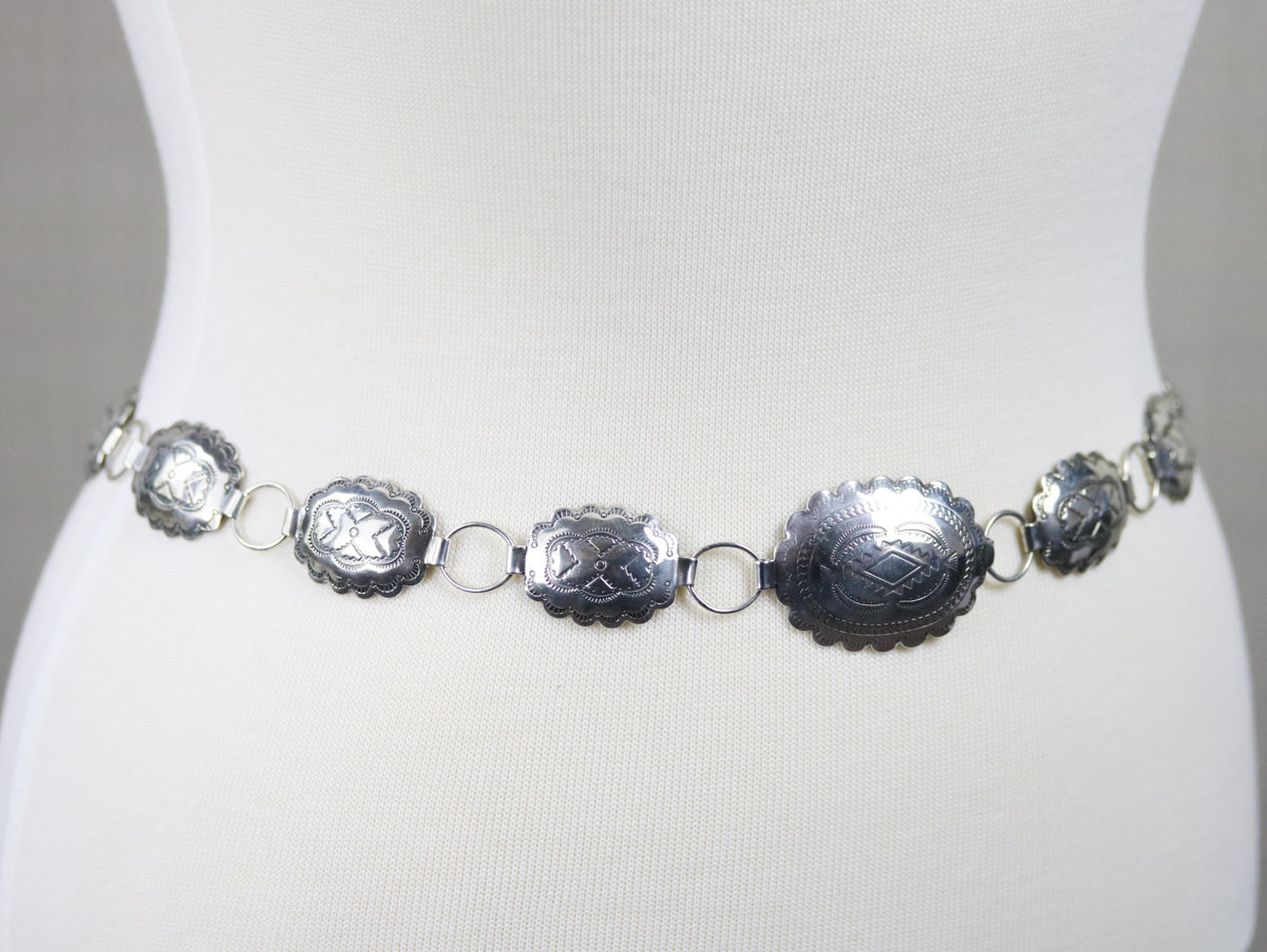 Native American Sterling Silver Concha Belt