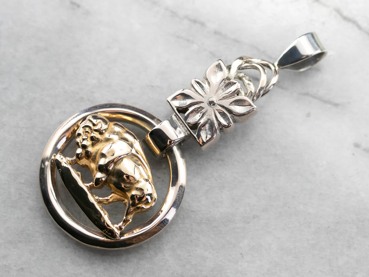 Bold Buffalo Mixed Metal Pendant