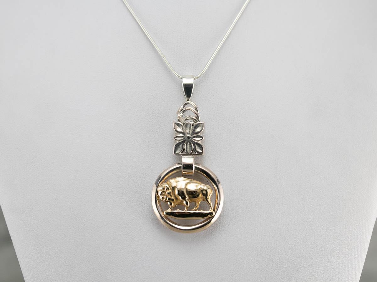 Bold Buffalo Mixed Metal Pendant