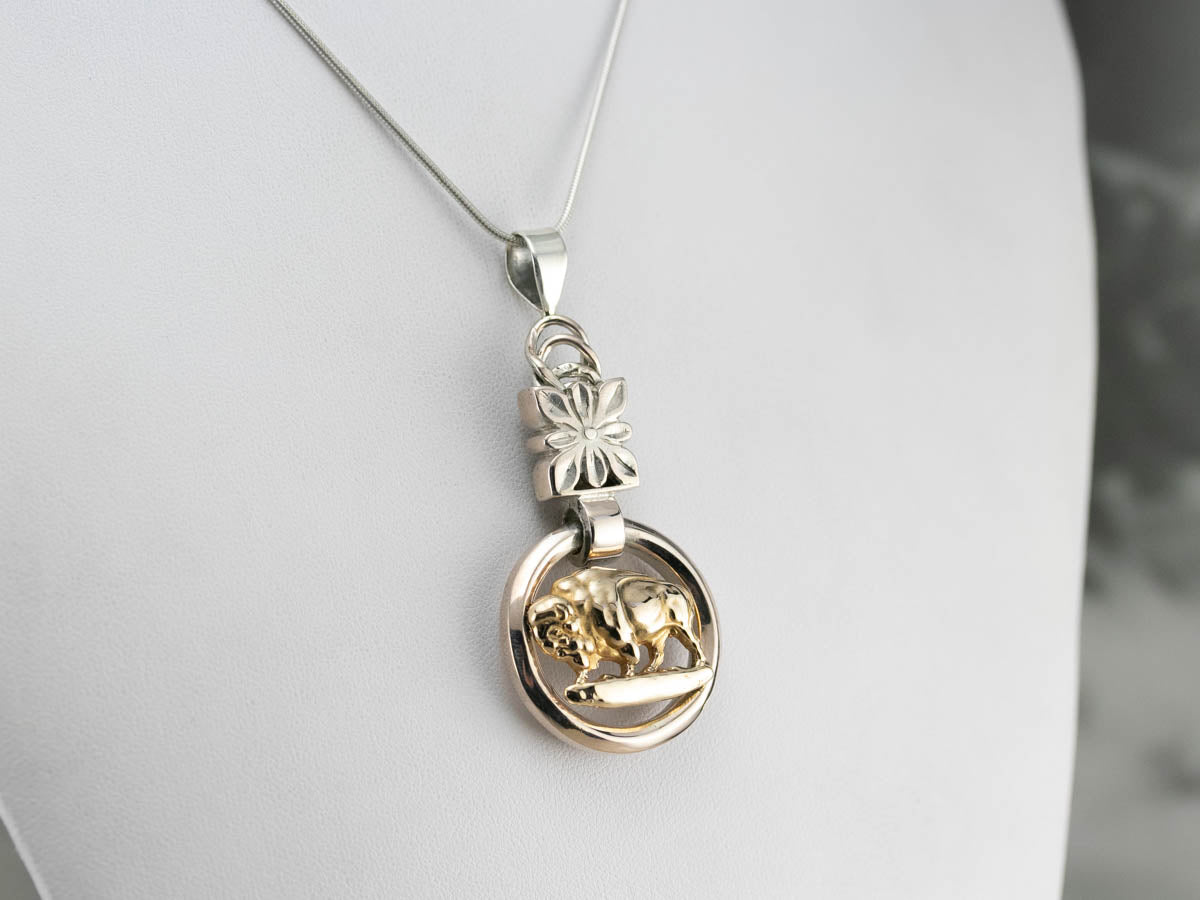 Bold Buffalo Mixed Metal Pendant
