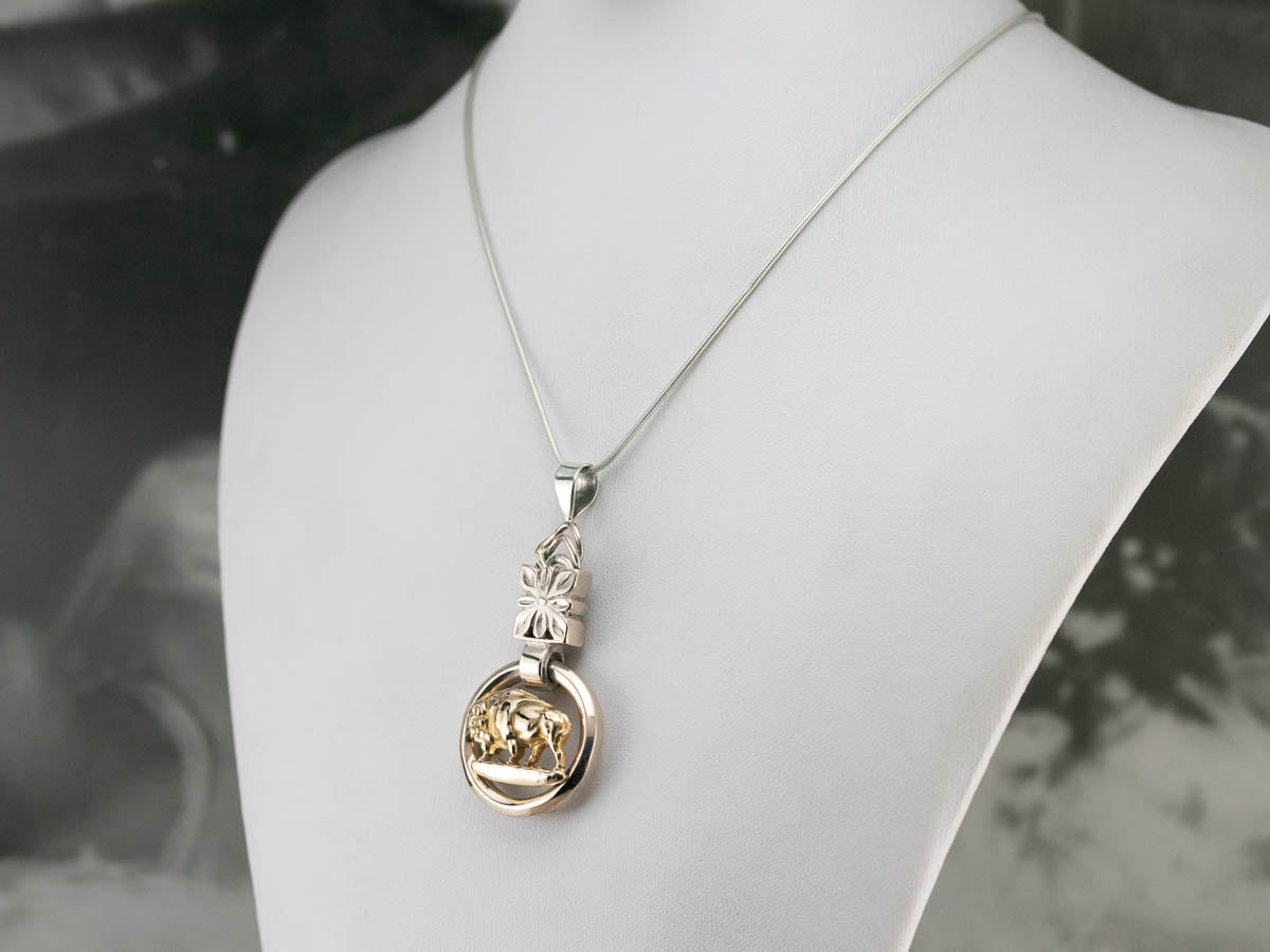Bold Buffalo Mixed Metal Pendant