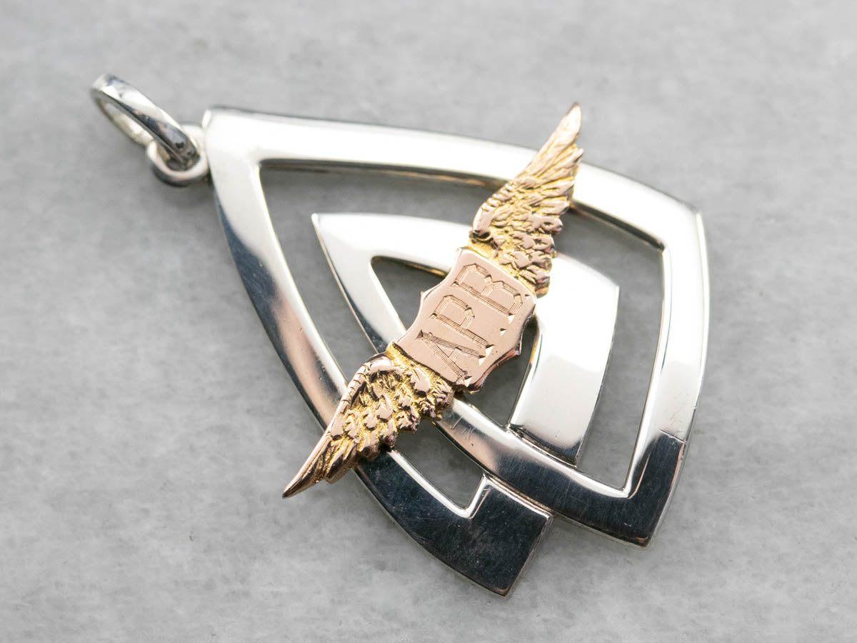 Mixed Metal "APB" Winged Pendant