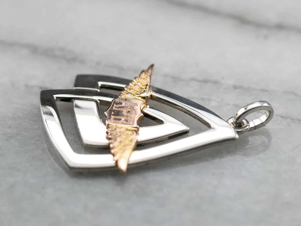 Mixed Metal "APB" Winged Pendant
