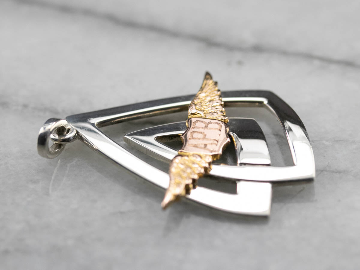 Mixed Metal "APB" Winged Pendant