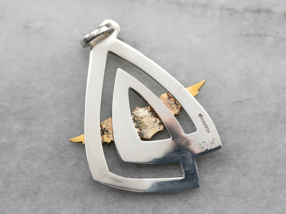 Mixed Metal "APB" Winged Pendant