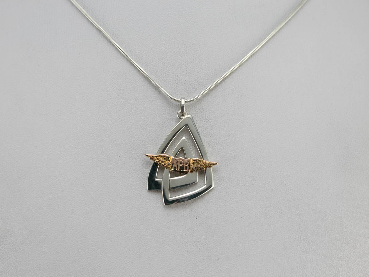 Mixed Metal "APB" Winged Pendant