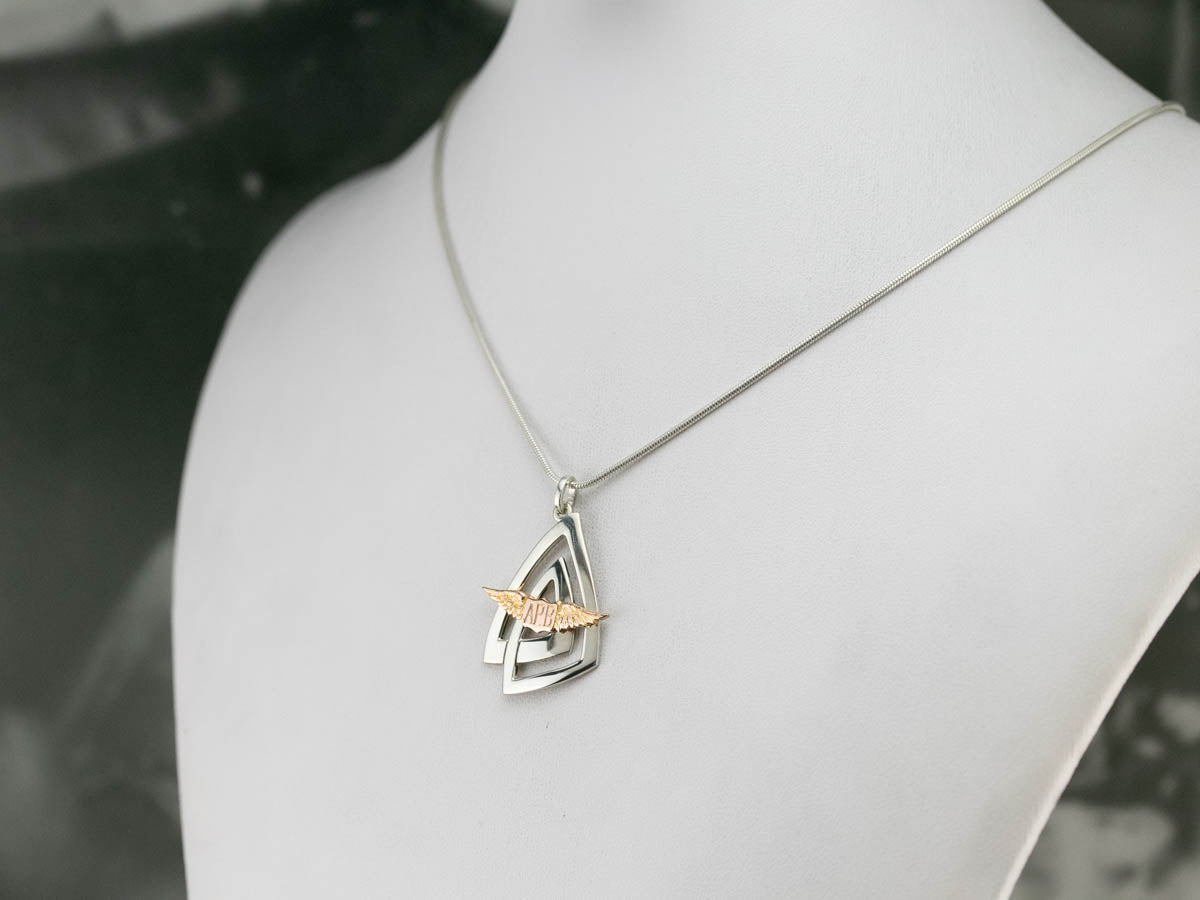 Mixed Metal "APB" Winged Pendant