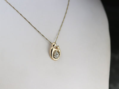 Gold Diamond Mother and Child Pendant