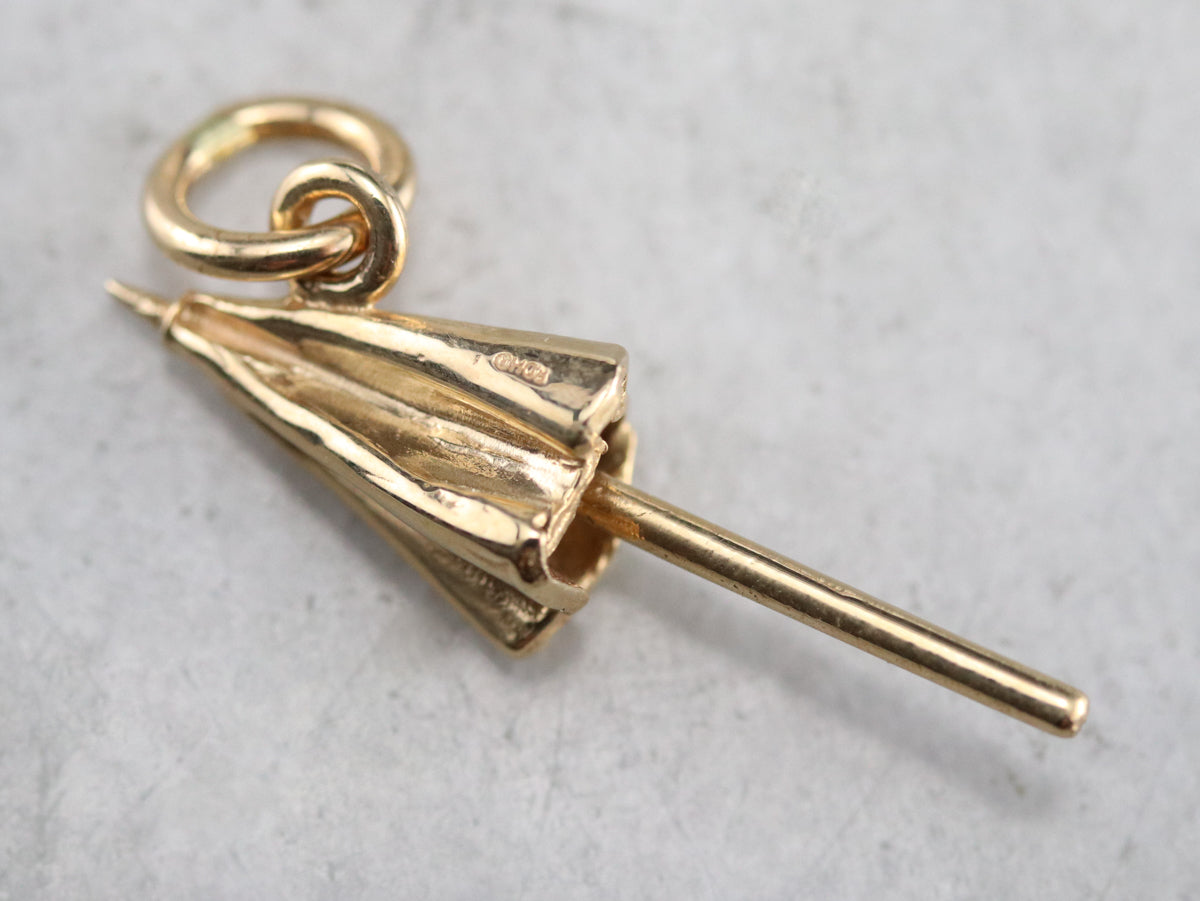 Vintage Gold Umbrella Charm