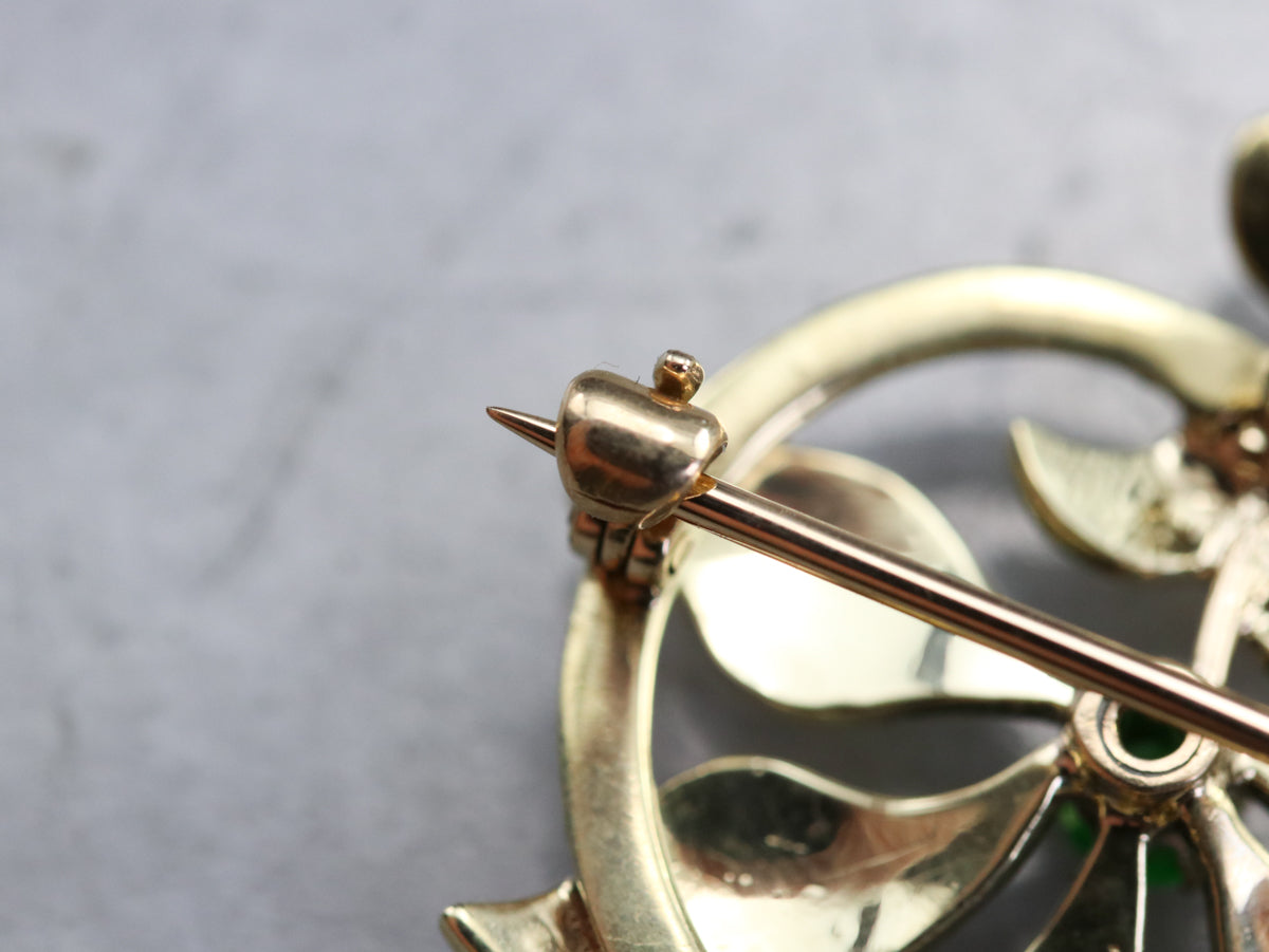 Art Nouveau Demantoid Garnet Brooch or Pendant