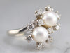 Pearl and Diamond Double Halo Ring