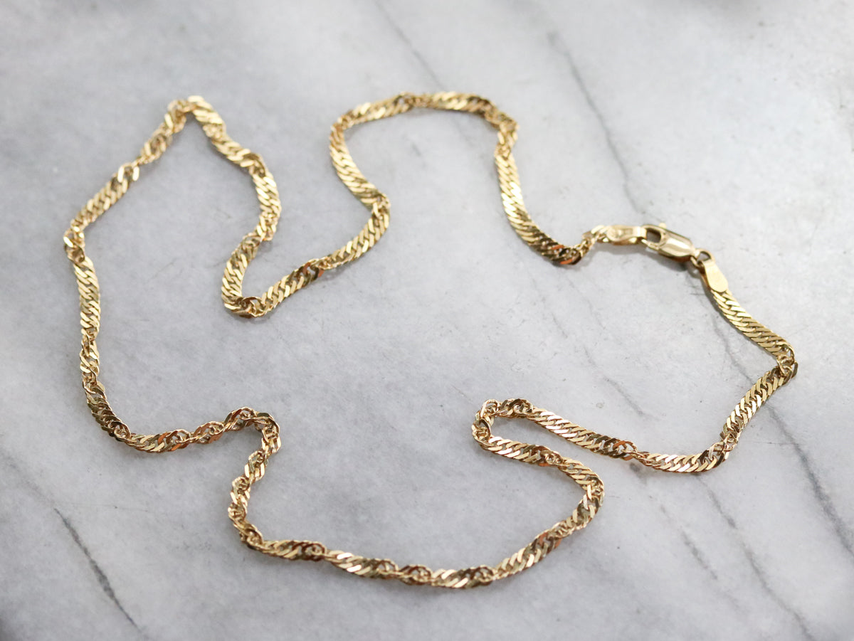 Fancy Twist Yellow Gold Chain Necklace