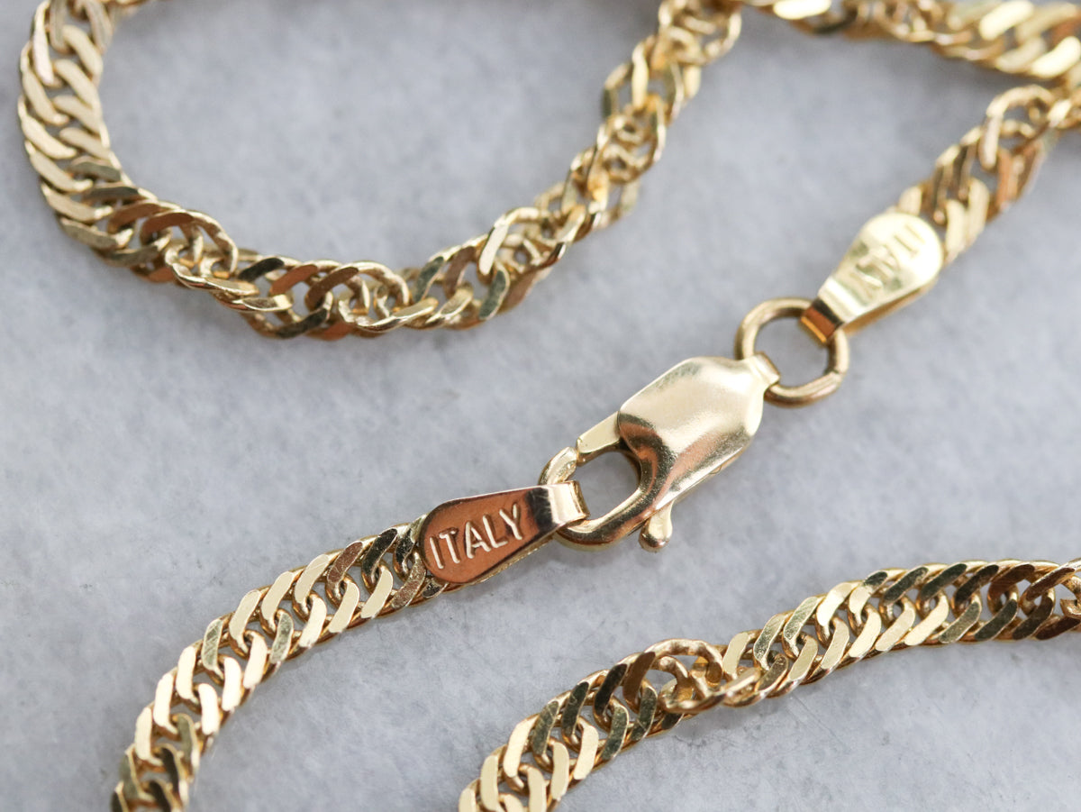 Fancy Twist Yellow Gold Chain Necklace