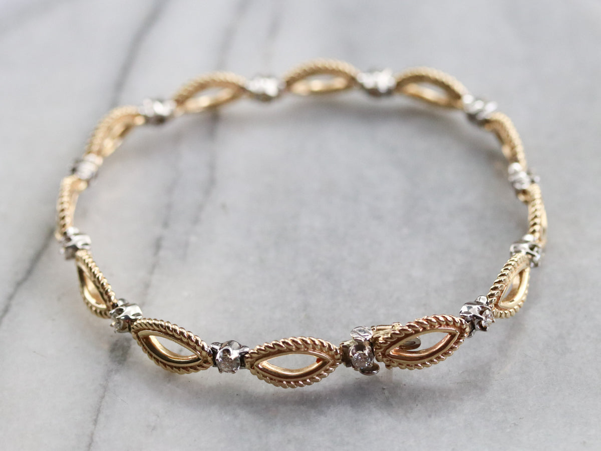 Diamond Gold Marquise Link Bracelet