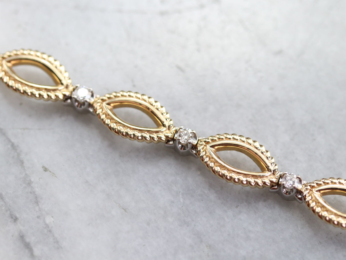 Diamond Gold Marquise Link Bracelet