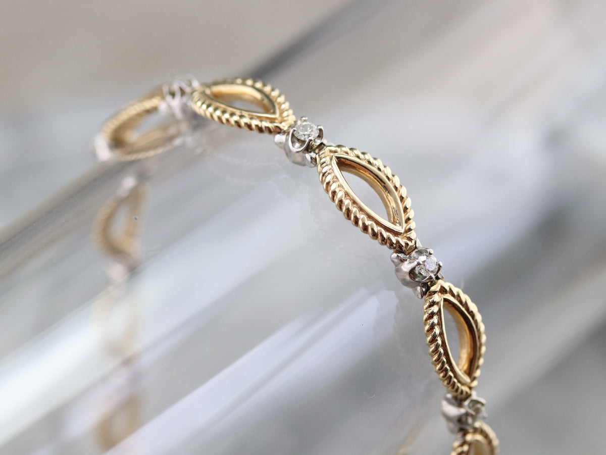 Diamond Gold Marquise Link Bracelet