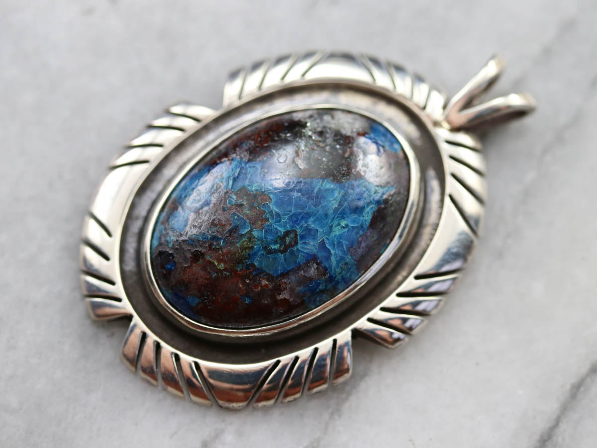 Tribal Style Chrysocolla Pendant