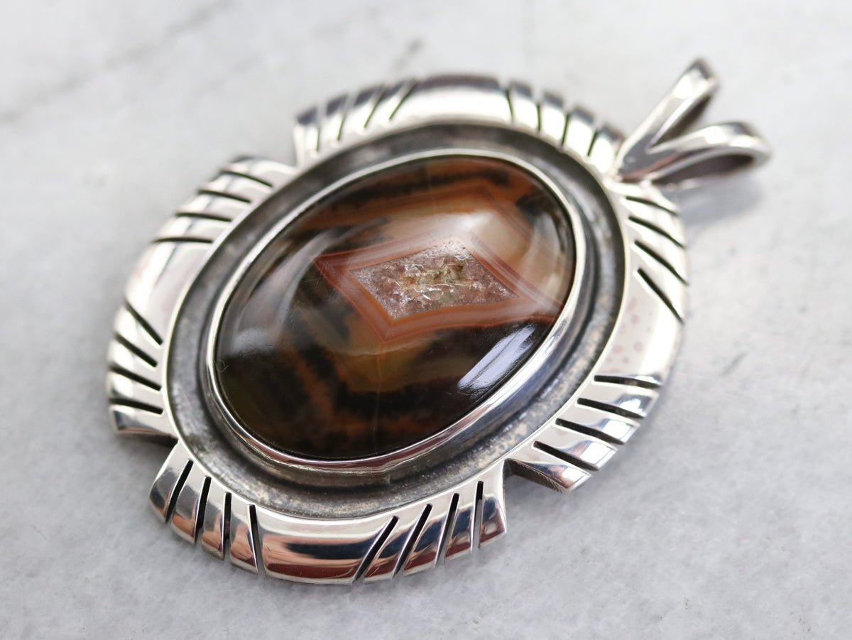 Colgante de cuarzo druzy de jaspe de plata de ley