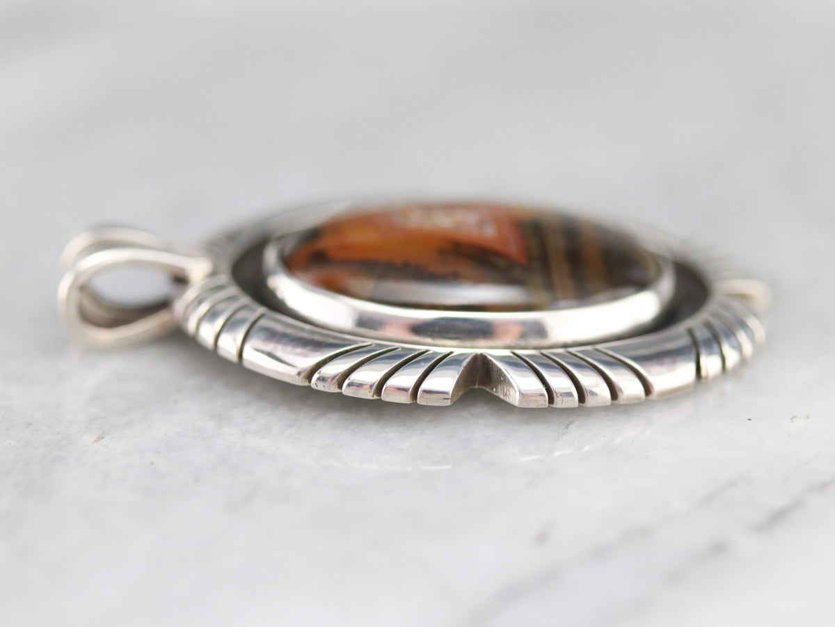 Colgante de cuarzo druzy de jaspe de plata de ley