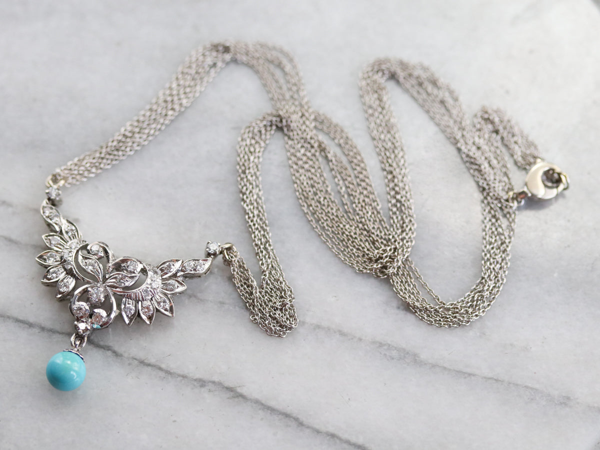 Italian Diamond and Turquoise Necklace