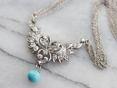 Italian Diamond and Turquoise Necklace