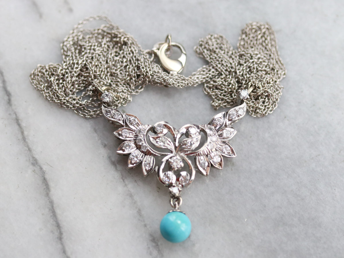 Collar italiano de diamantes y turquesas