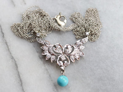 Italian Diamond and Turquoise Necklace