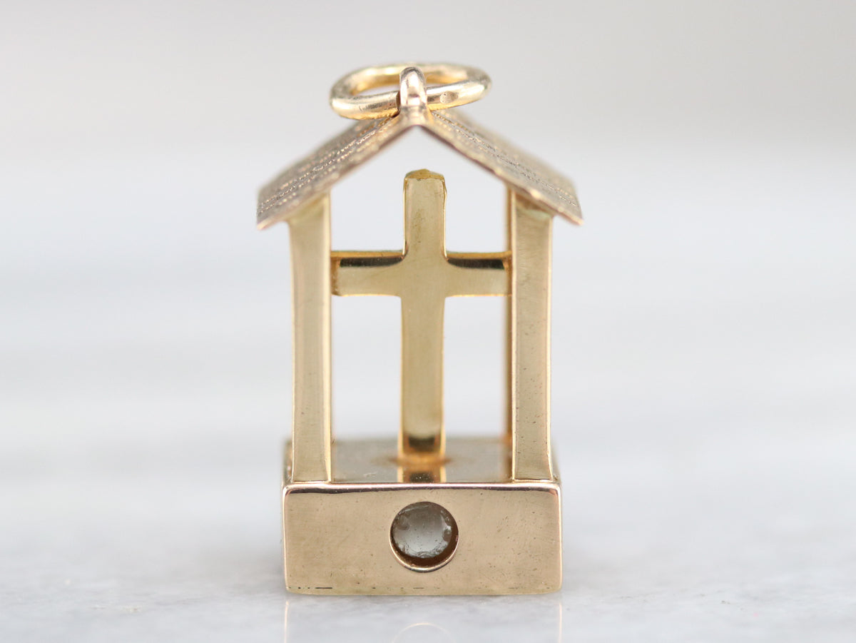 Vintage Cross and Well Charm