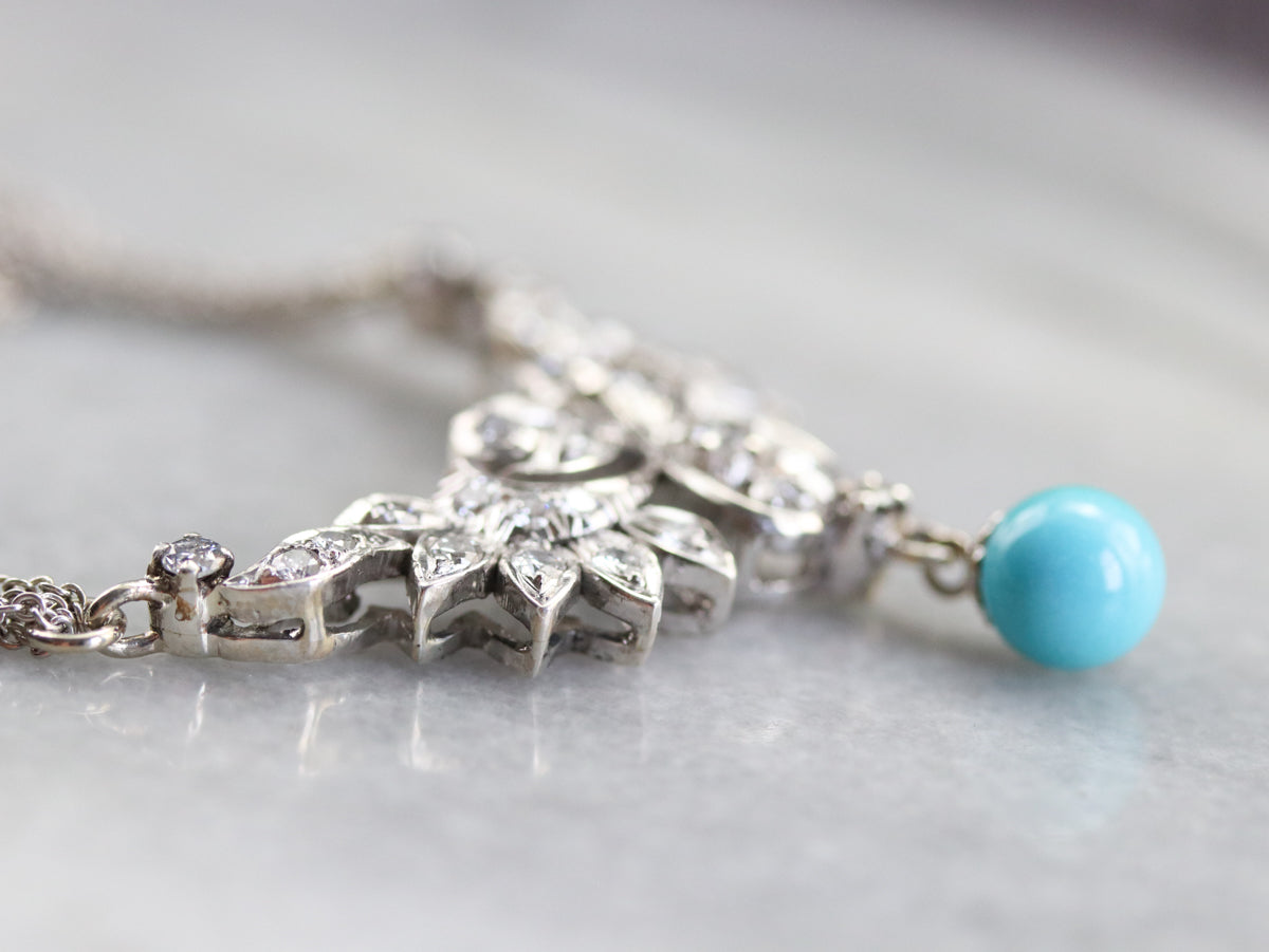 Collar italiano de diamantes y turquesas