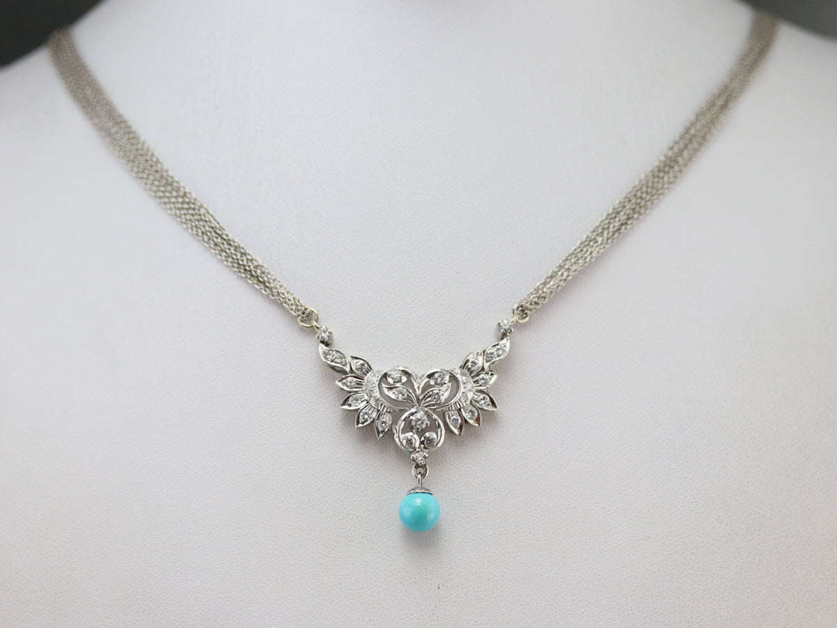 Collar italiano de diamantes y turquesas