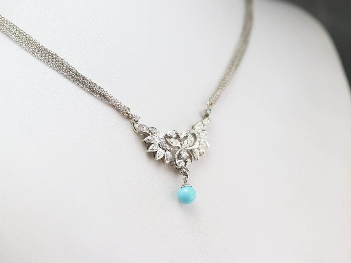 Collar italiano de diamantes y turquesas