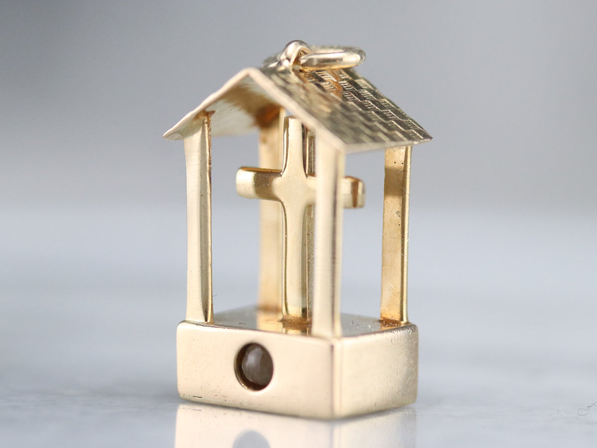 Vintage Cross and Well Charm