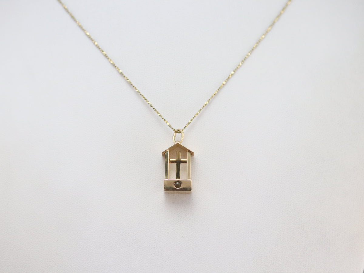 Vintage Cross and Well Charm