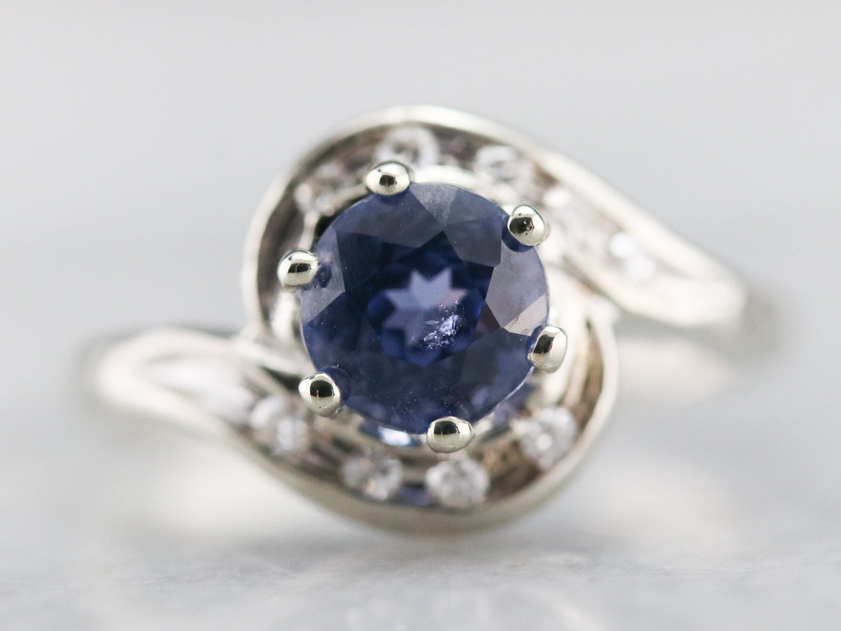 Ceylon Sapphire and Diamond Bypass Ring