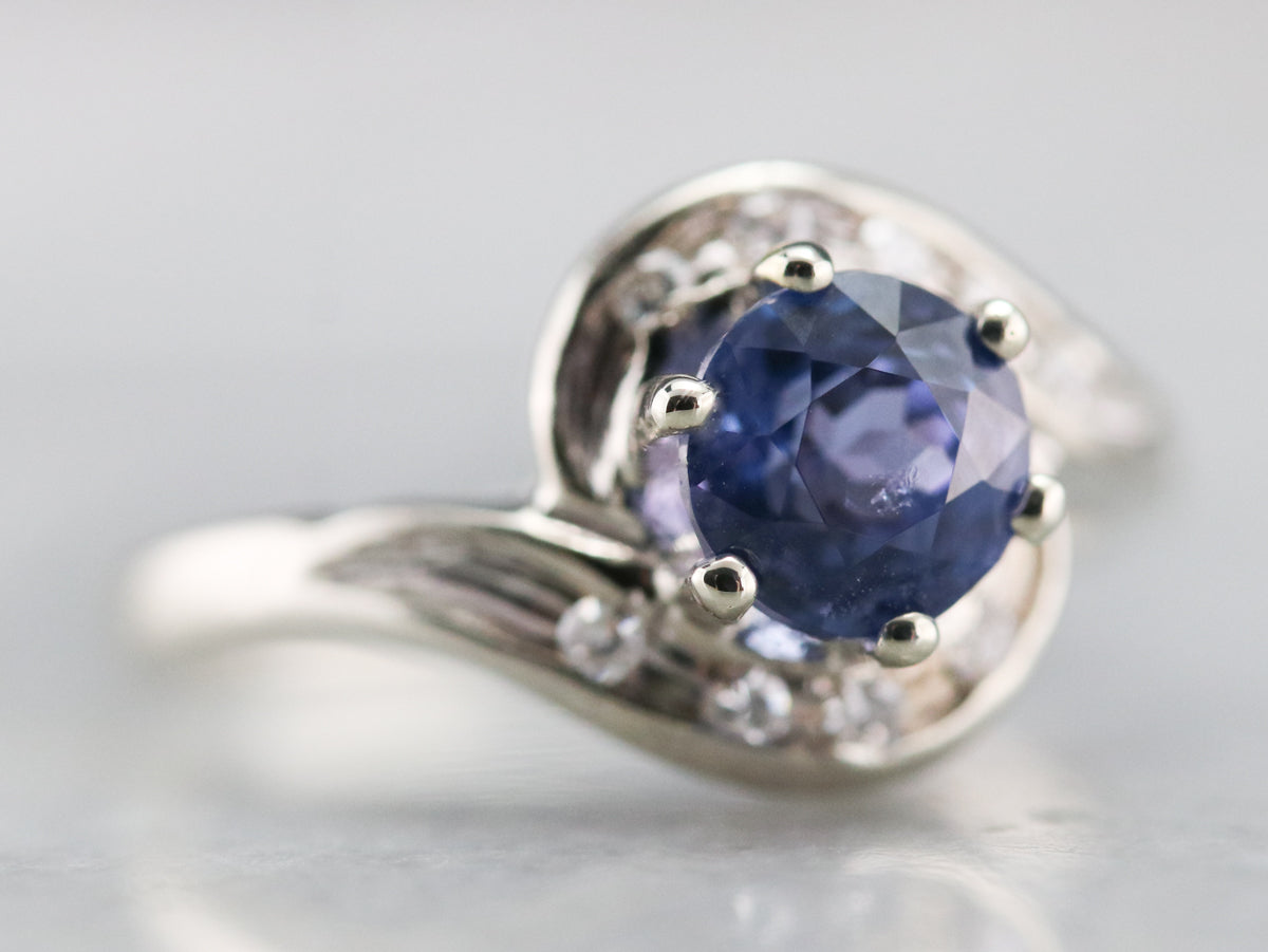 Ceylon Sapphire and Diamond Bypass Ring
