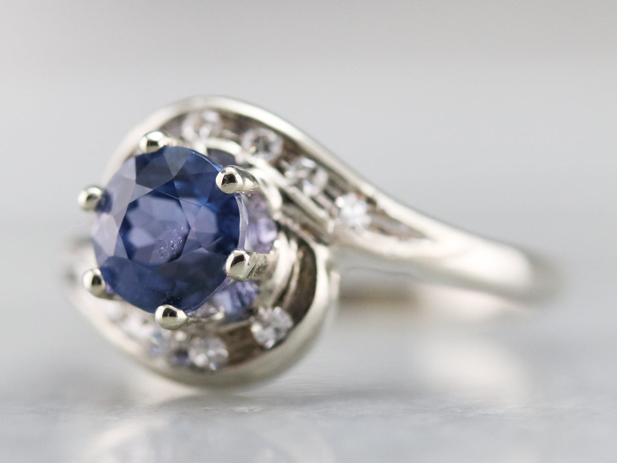 Ceylon Sapphire and Diamond Bypass Ring
