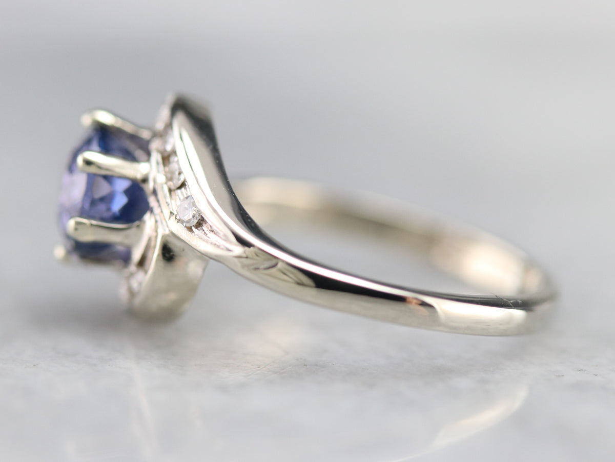 Ceylon Sapphire and Diamond Bypass Ring