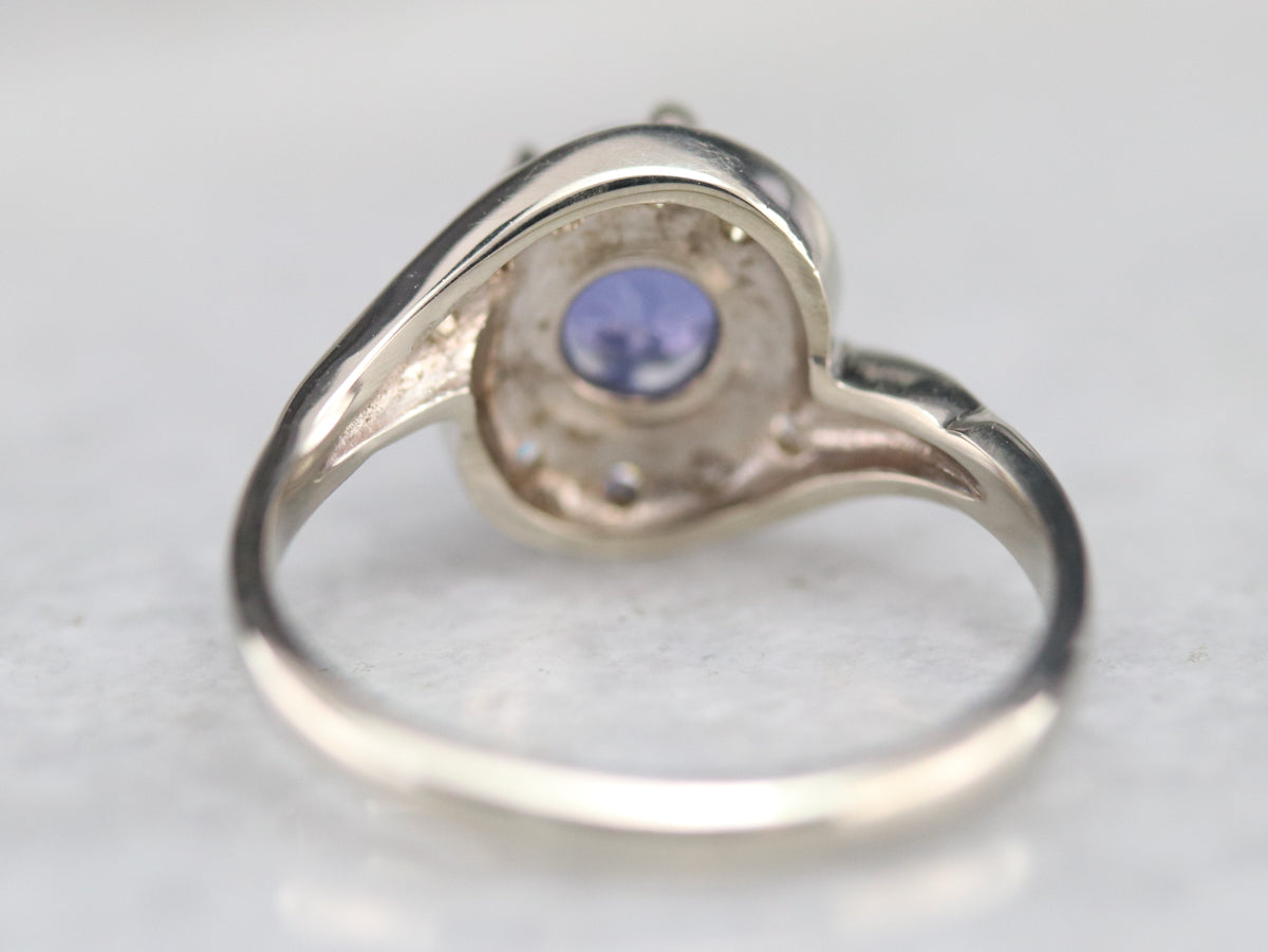 Ceylon Sapphire and Diamond Bypass Ring