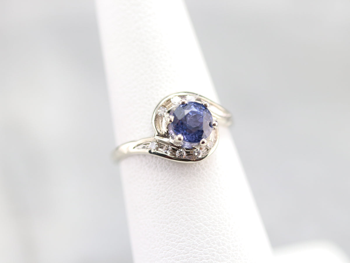 Ceylon Sapphire and Diamond Bypass Ring