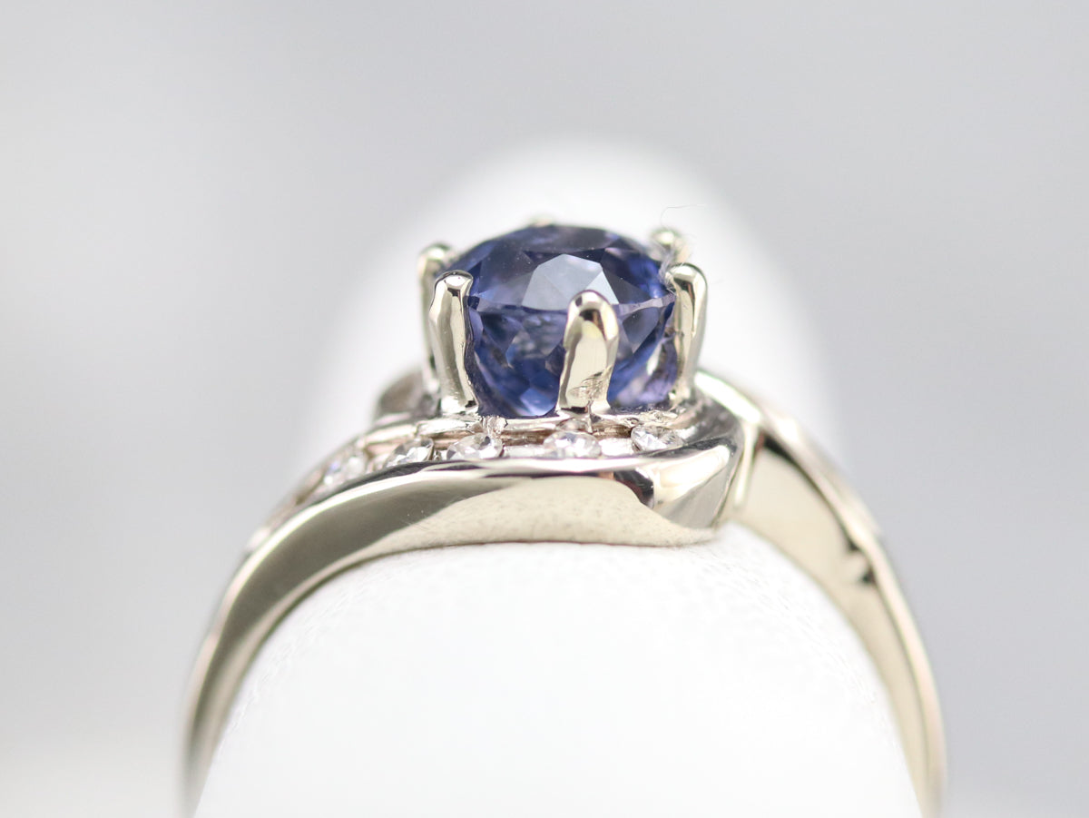 Ceylon Sapphire and Diamond Bypass Ring