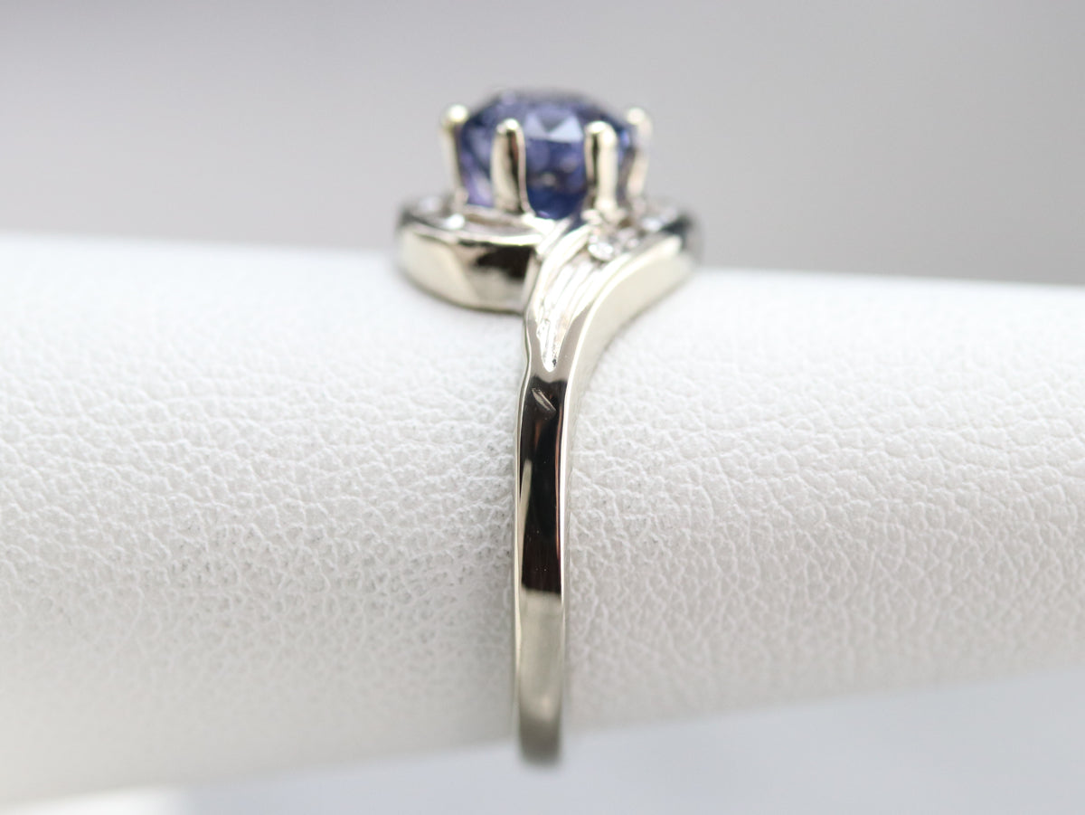 Ceylon Sapphire and Diamond Bypass Ring