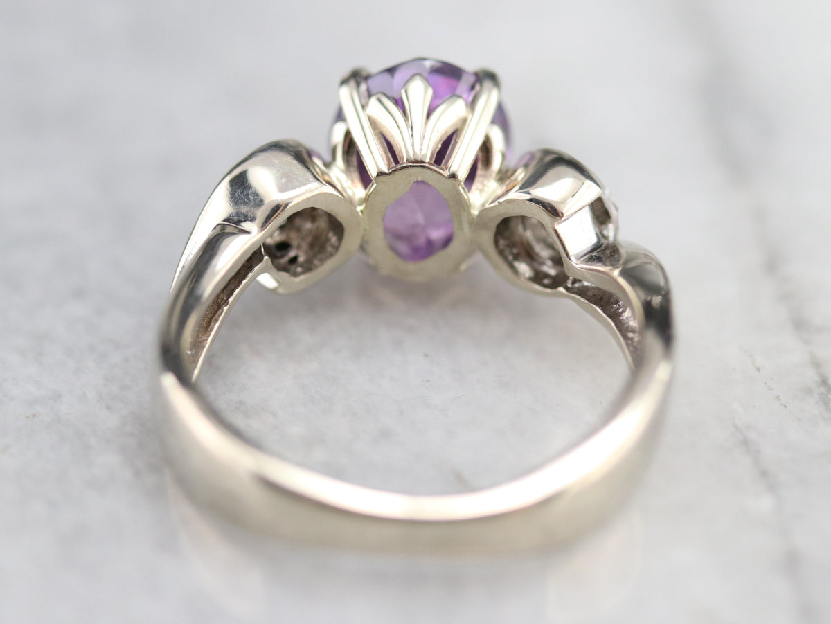 Modernist Purple Sapphire and Diamond Ring