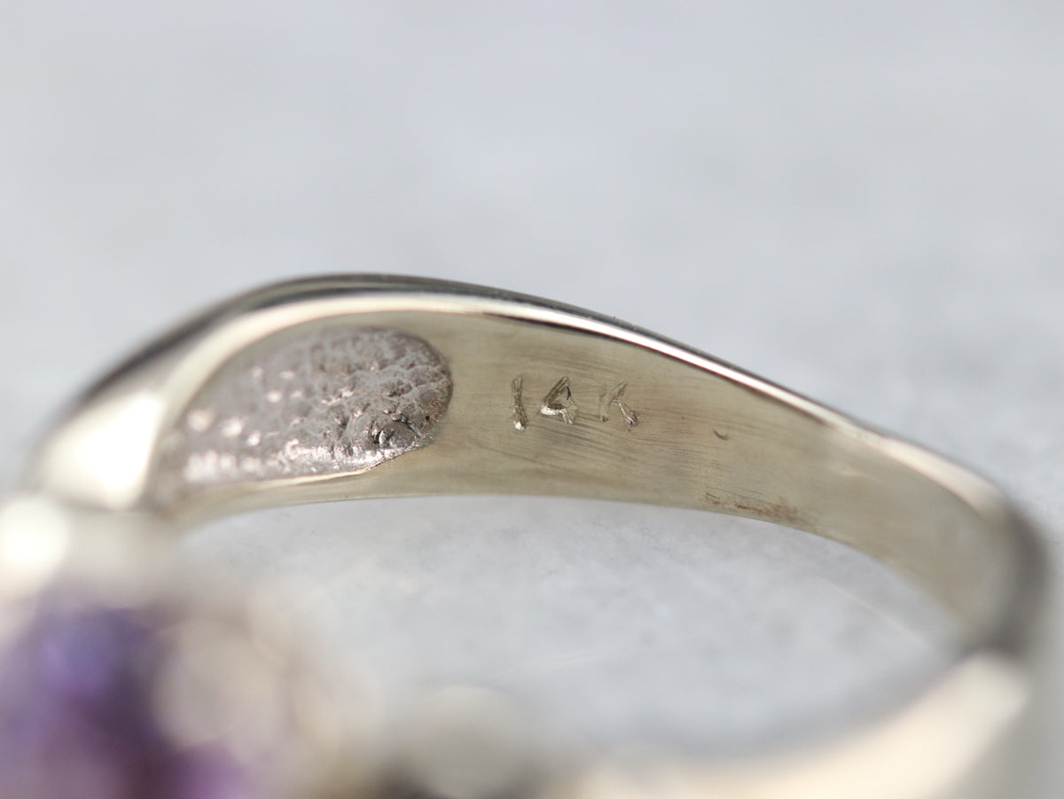 Modernist Purple Sapphire and Diamond Ring